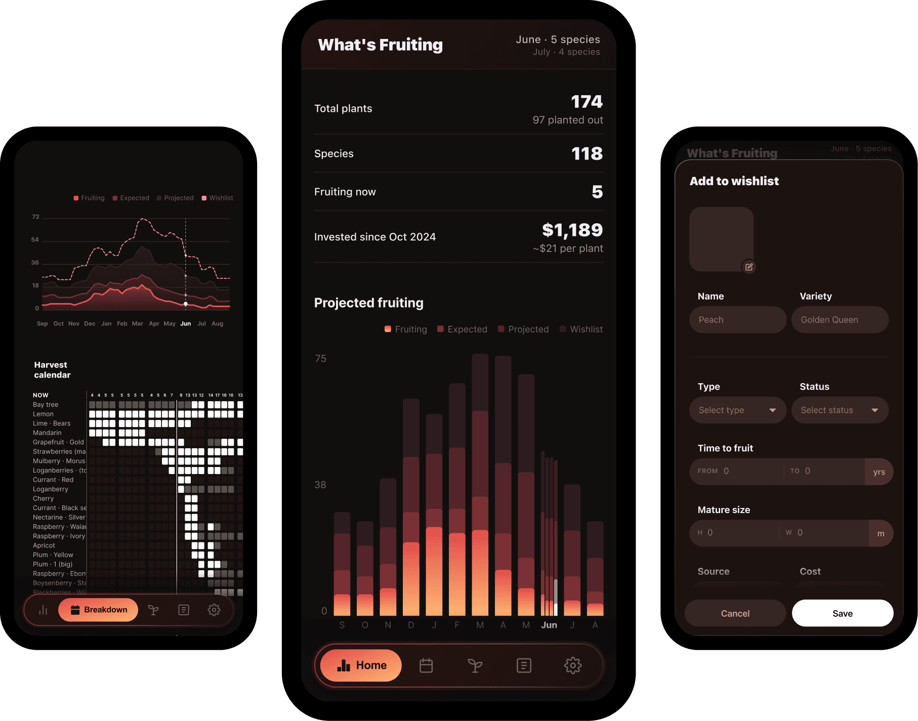 What's Fruiting app screens